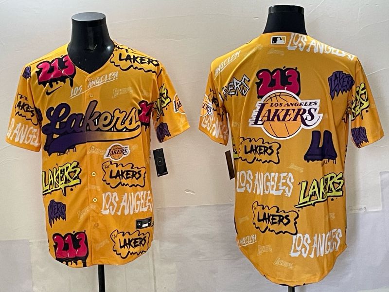 Men 2025 Los Angeles Lakers Blank Yellow NBA Nike jersey 015